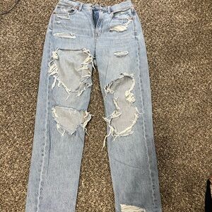 American Eagle Outfitters Ripped Light Blue Boyfriend Jeans